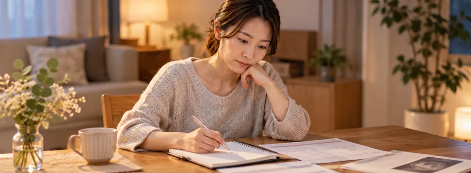 反復着床不全について治療記録や胚移植の経過を整理する女性